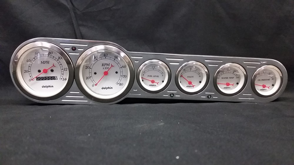 6 GAUGE UNIVERSAL STRAIGHT DASH CLUSTER WHITE