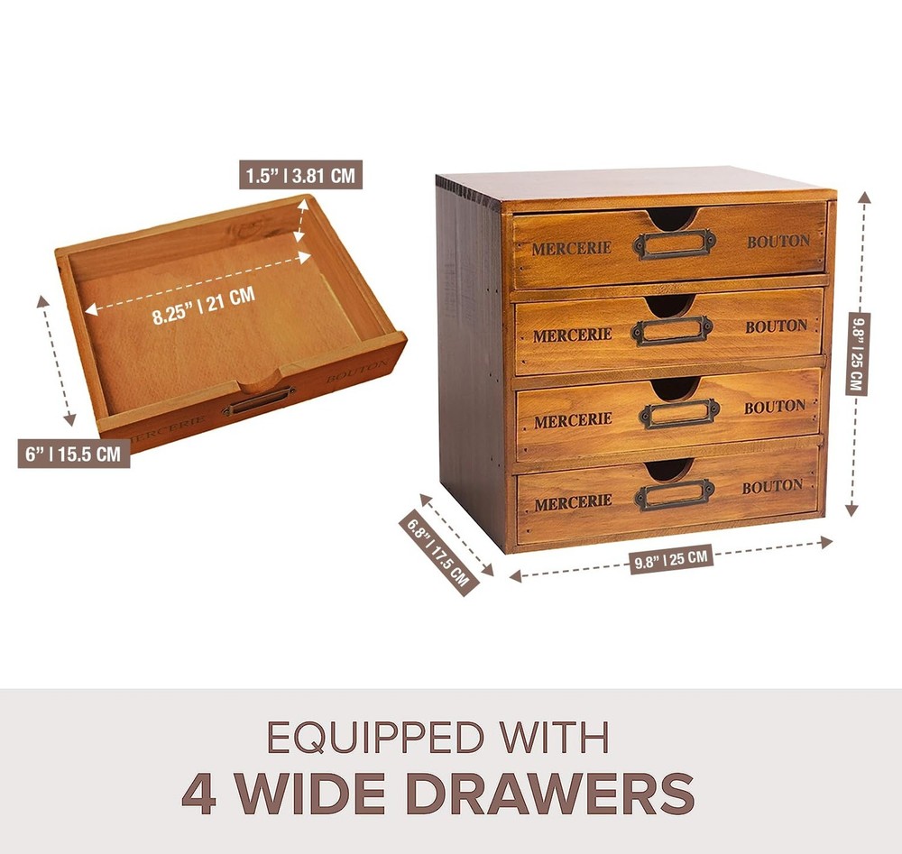 Modular Stackable Apothecary Cabinet 4 Drawer Desk Organizer - Retro Library ...