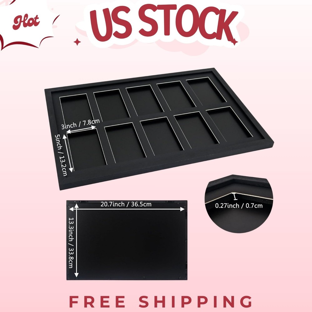 psa graded card display frame for 10 slabs, wall mount trading card case