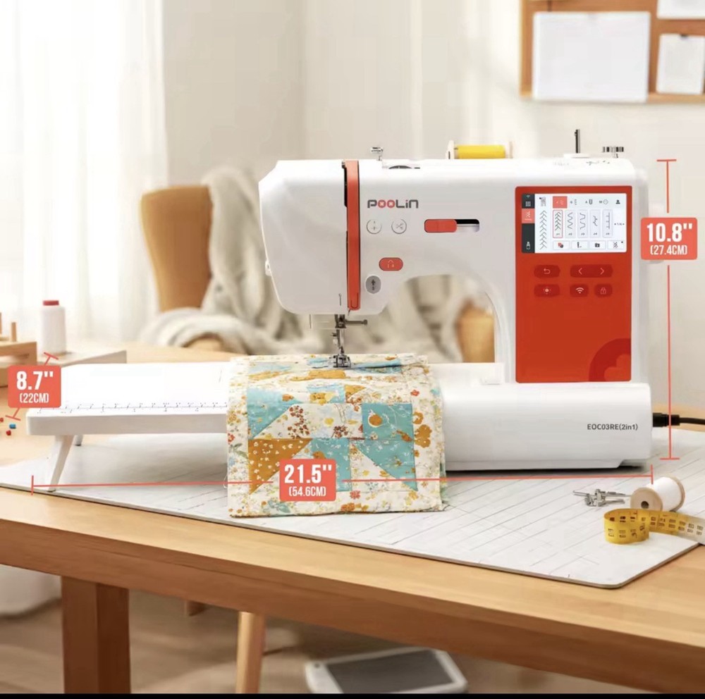 POOLIN EOC03RE(2in1) Sewing and Embroidery Machine Computerized With SOFTWARE.