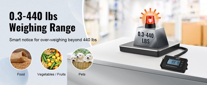 SucceBuy 440lbs Digital Shipping Scale with Timer Tare Function HD LCD Screen...