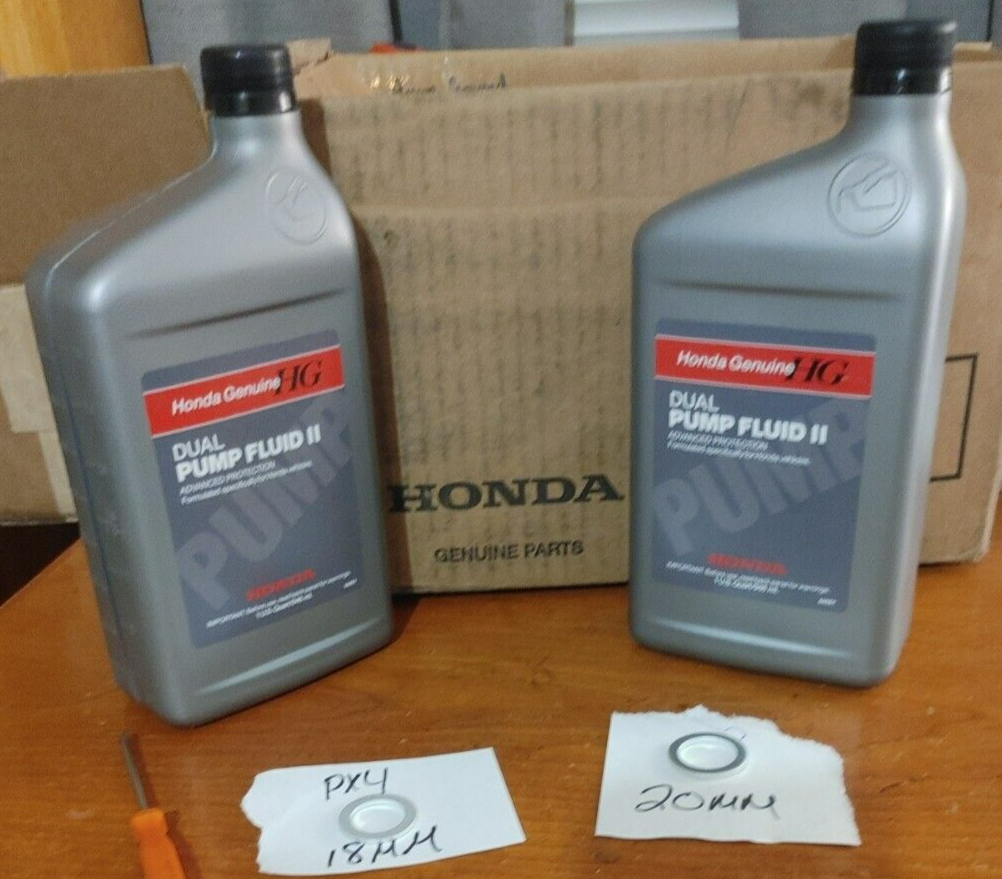 2 QUARTS GENUINE HONDA Dual Pump II Fluid W/Crush Washers 08200-9007 DPSF II