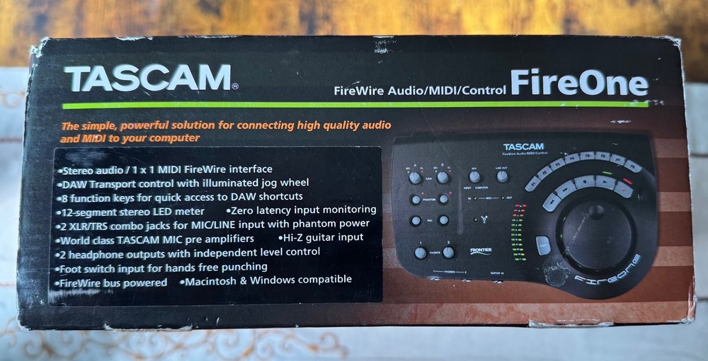 TASCAM FireOne FireWire Audio/MIDI DAW Controller + Power Supply + Box