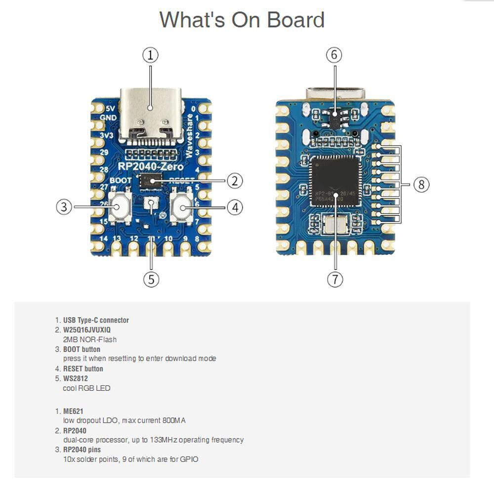 2X RP2040-Zero Pico-Like MCU Board Based On Raspberry Pi Microcontroller RP2040