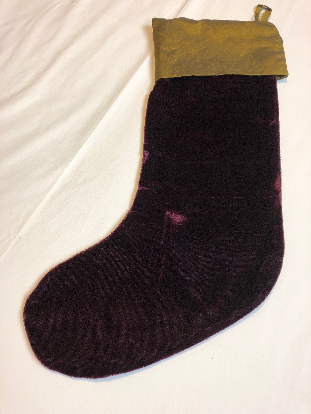 2 Christmas Stockings Wine Lover Wine Velvet Olive Green W Grapes Cannon Falls