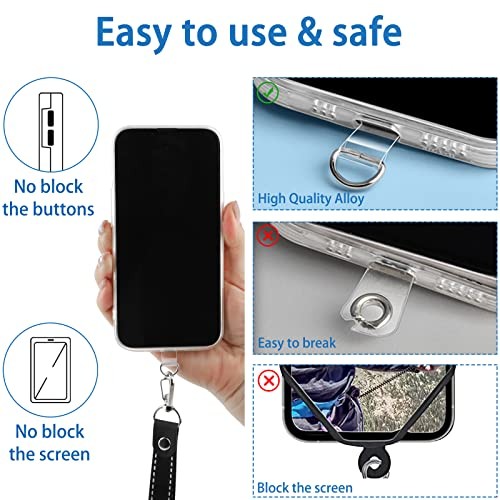 Phone Tether Tab, 10 Pieces Universal Phone Lanyard Patch Without Transparent