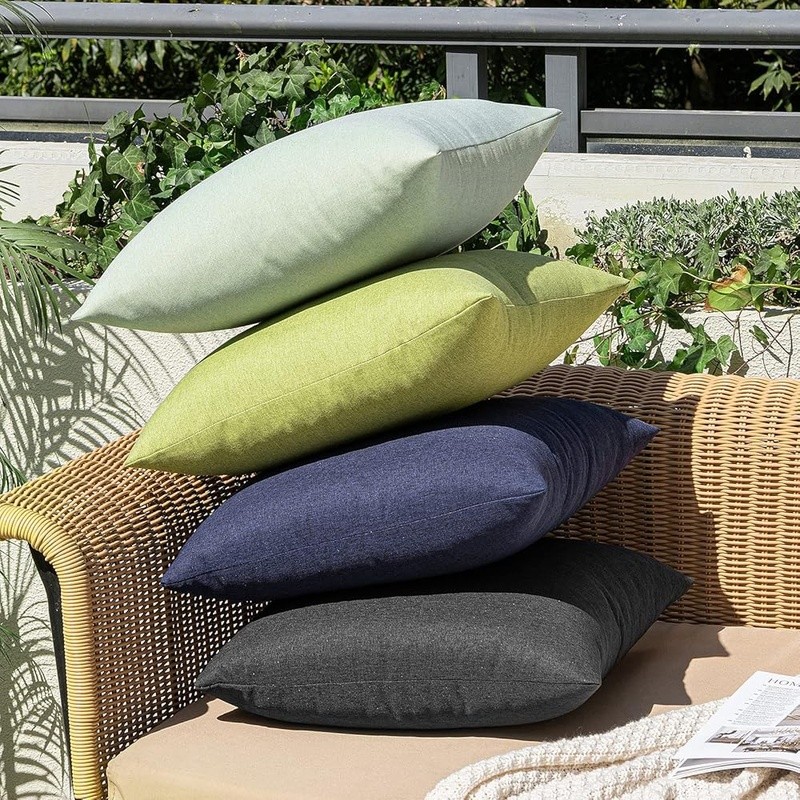Waterproof Polyester Pillow Covers Solid Cushion Cases Zipper Indoor Outdoor Use