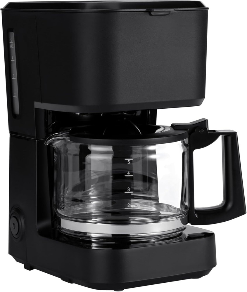 Matte Black 5-Cup Coffee Maker with Auto Shut-Off & Pause Pour Feature