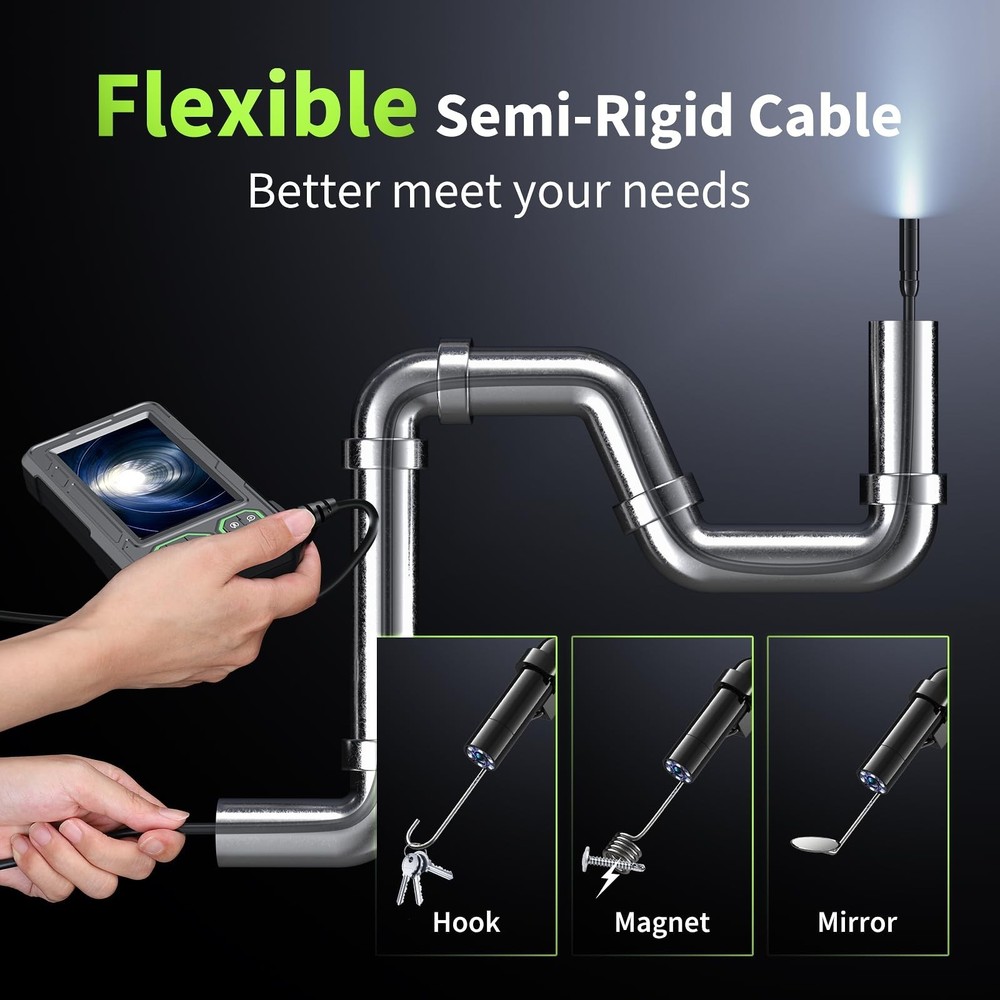 Endoscope Camera with Light, 4.3" Inspection Camera, 1920P HD Borescope with ...