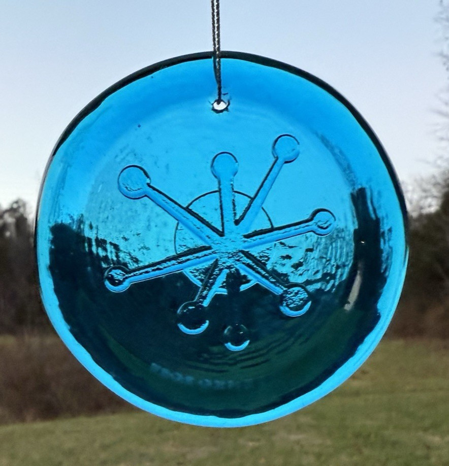Blenko Glass Suncatcher - ModMas Snowflake - Turquoise