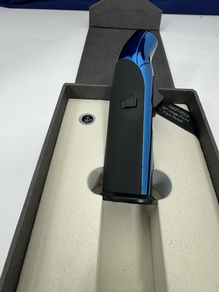 Vector AZTECH - Wind Resistant Large Single Jet Torch Lighter - Blue - New