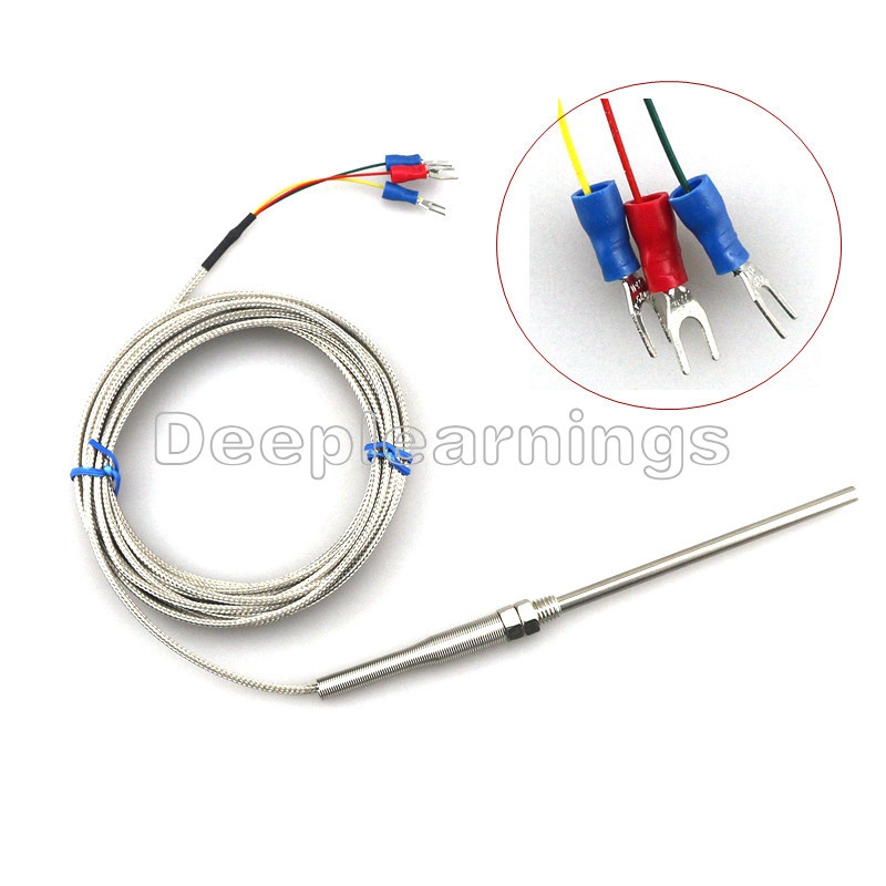 1M High Temperature Cable PT100 RTD with 6mm Thread Thermometer Sensor 0°C-150°C