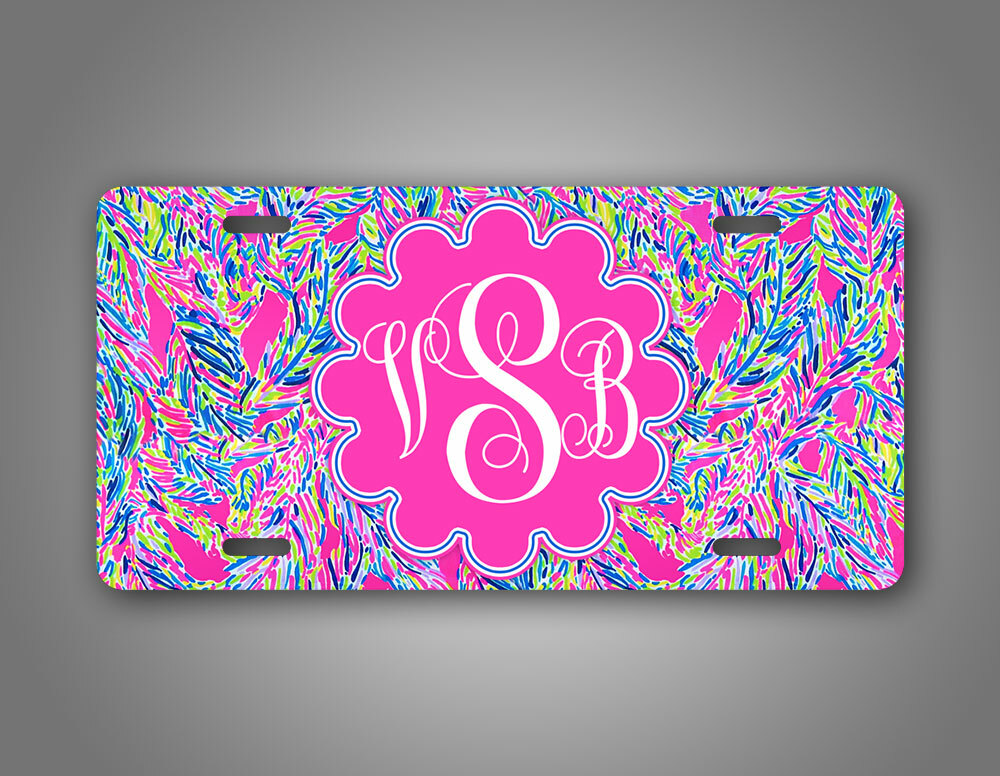 Personalized Pink Lilly Pulitzer Monogram License Plate