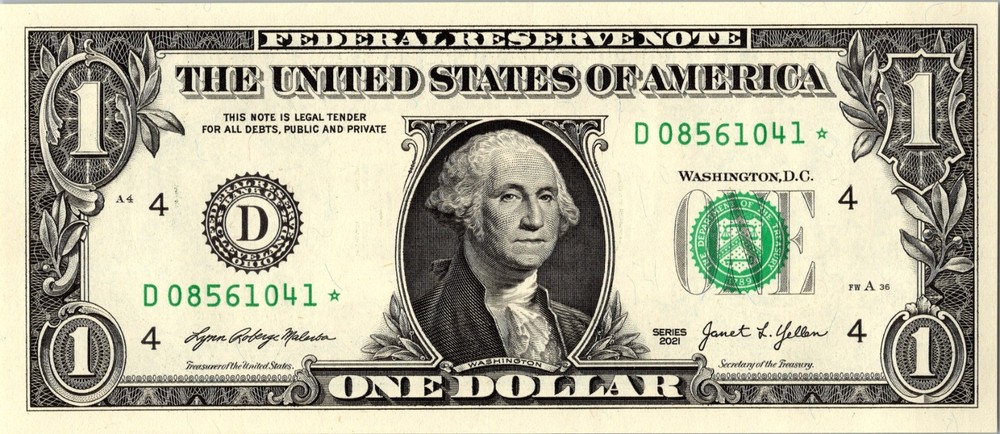 2021 D Star Note One Dollar Bill Regular Run Pack Note D08561041*