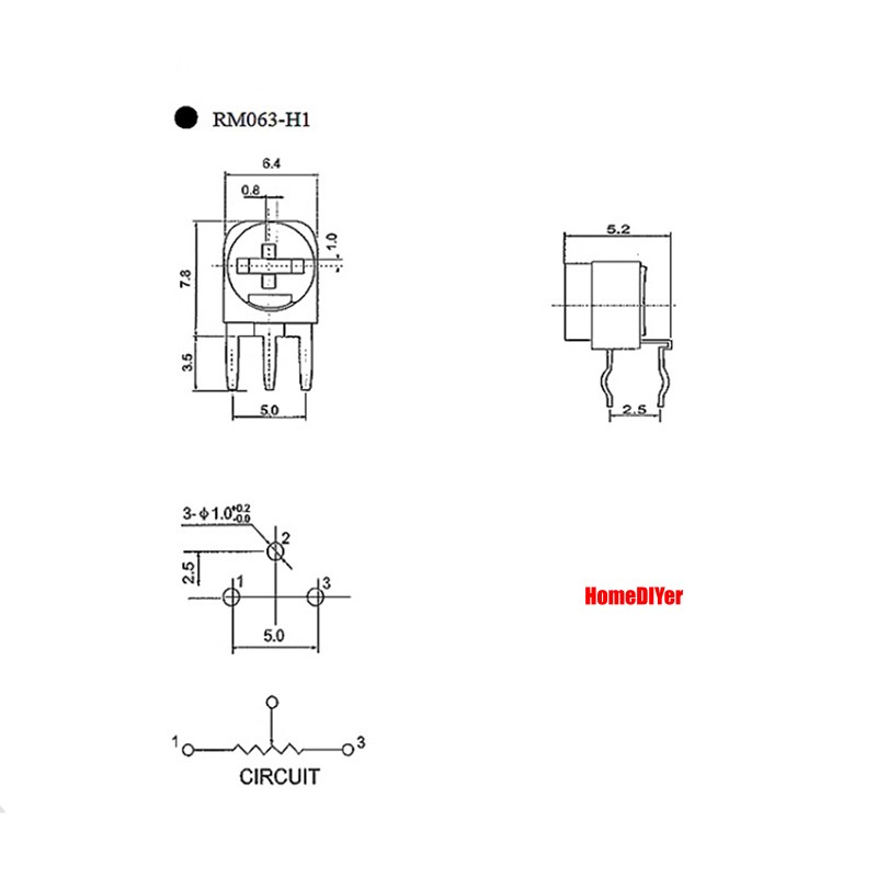 RM065/RM063/WH06 Potentiometer Horizontal/Vertical Variable Trimmers 100~2M ohm