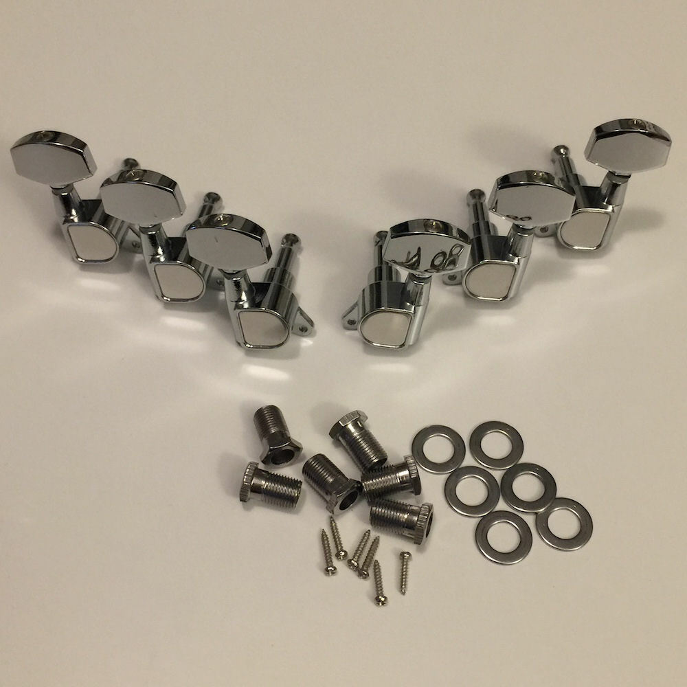 GUITAR TUNER MACHINE SET - D Shape Body - 3 Per Side 3x3 - CHROME