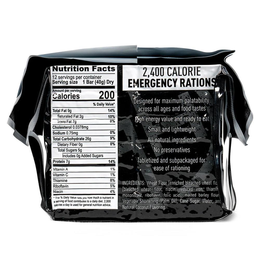 Emergency Food Ration 12 Bar pack 2,400 Total Calories 5 Year Shelf-Life
