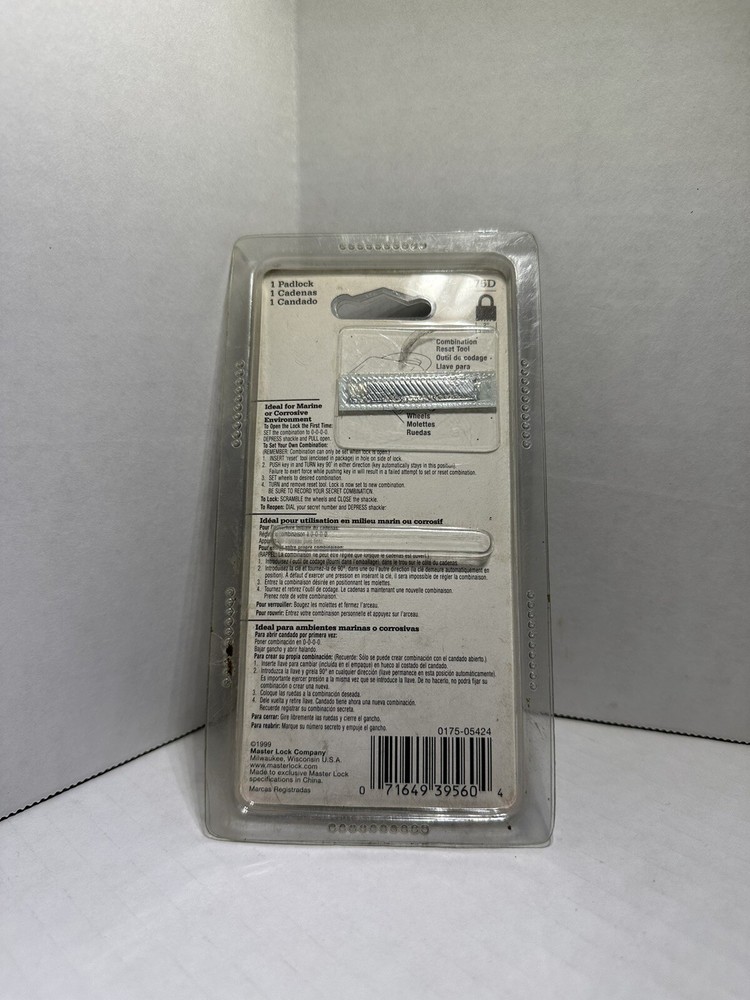 Master Lock 175D 1" Combination Padlock, Set Your Own Combination, Sinlge Pack