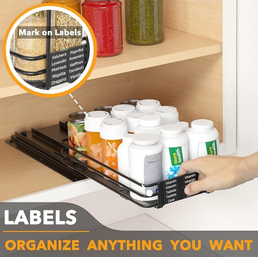 SpaceAid Pull Out Spice Rack Organizer for Cabinet, Heavy Duty Pull Out