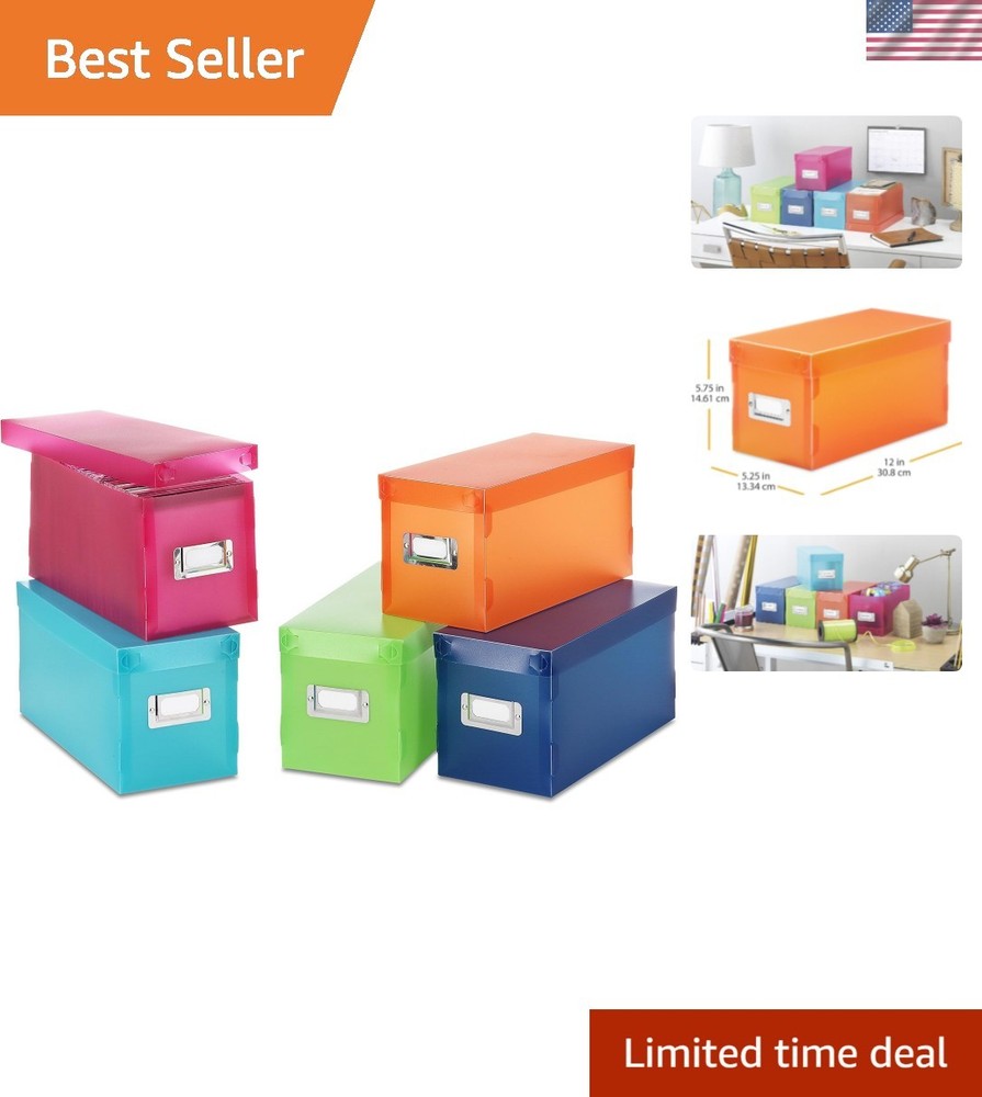 Colorful Stackable CD Storage Boxes Set of 5 - Durable & Easy Assembly