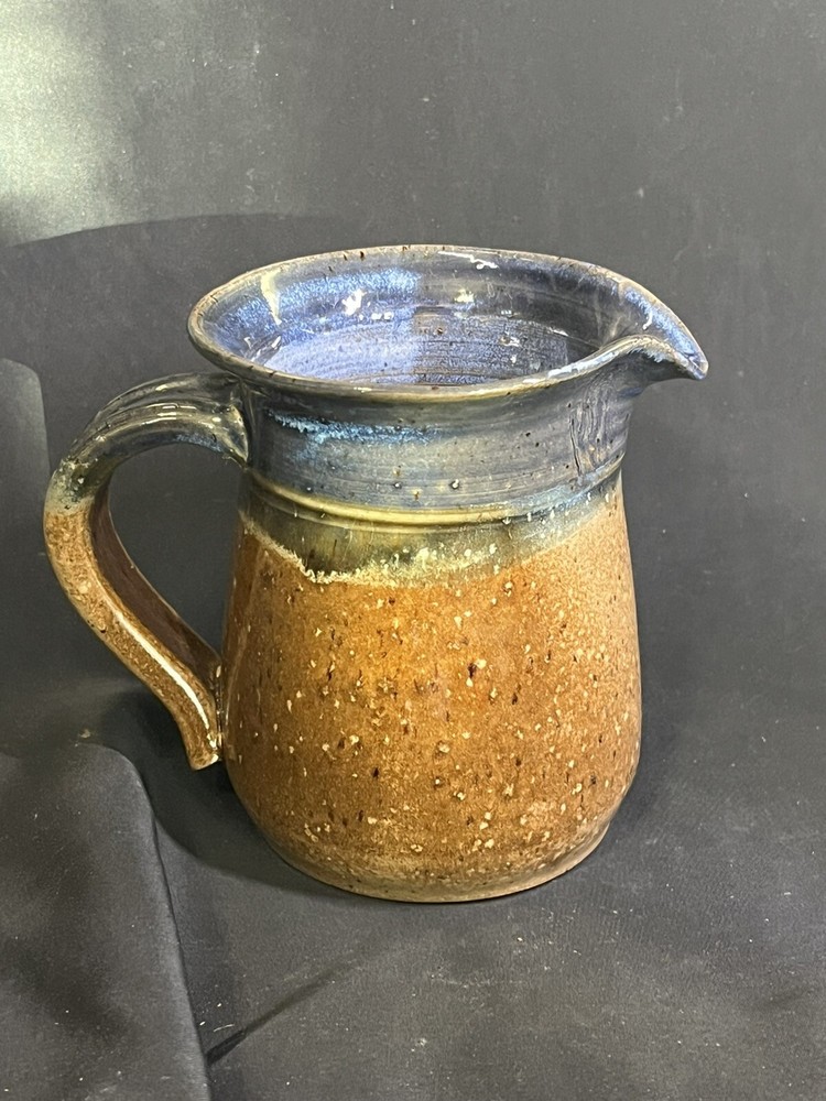 VINTAGE GLAZED STONEWARE POTTERY PITCHER 2014 ROY YODER 4.5”