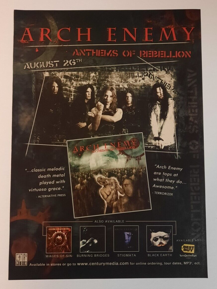 ARCH ENEMY ~ "Anthems of Rebellion" ~ Vintage Magazine Print/Promo Ad 2003