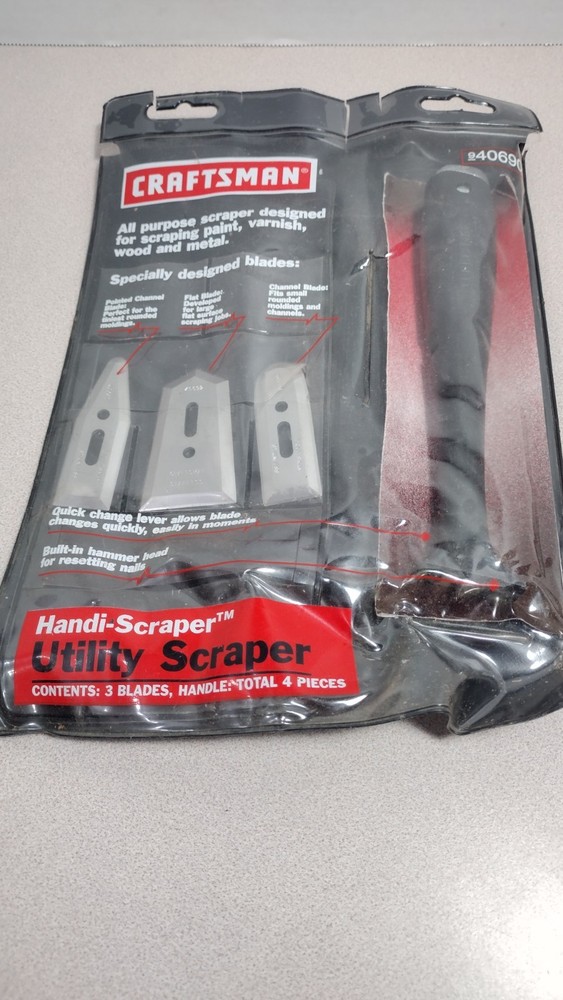 Craftsman Handi-Scraper 940690 Utility Scraper Handle, 3 Blades & Instructions (