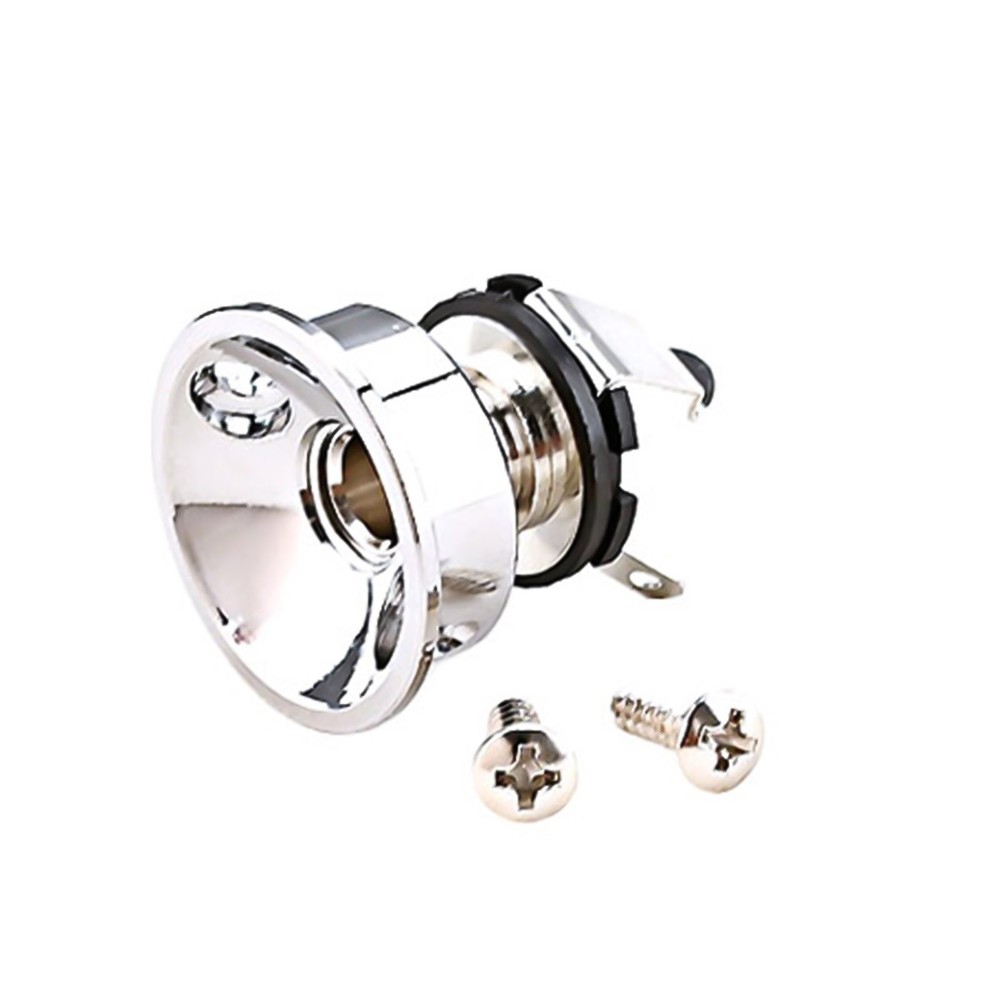 6.35mm Plug Socket Jack Plate Holder Electrosocket Electric Guitar Chrome Tool[