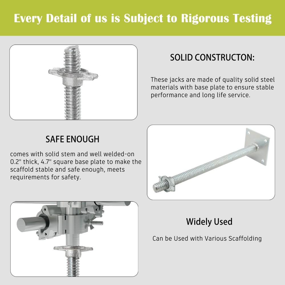 Adjustable Leveling Jacks 4 Pcs with Base Plate 18" Alloy Steel Solid Screw Jack