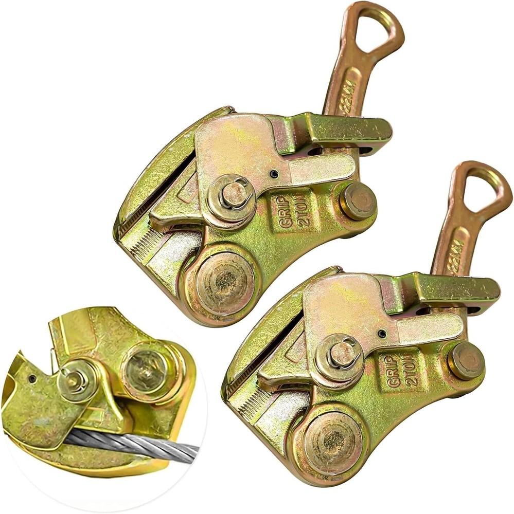 2Pcs Cable Grips Steel Wire Puller 2 T 4408LB, Cable Puller Tools for Wire Rope