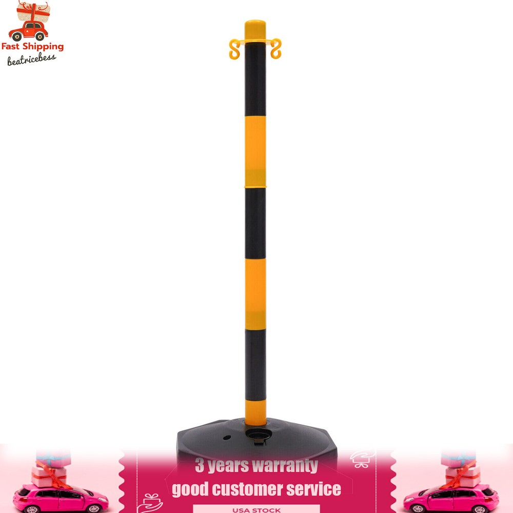 6 Pack Traffic Cones Adjustable Delineator Post Portable Parking Pole W/ Chains