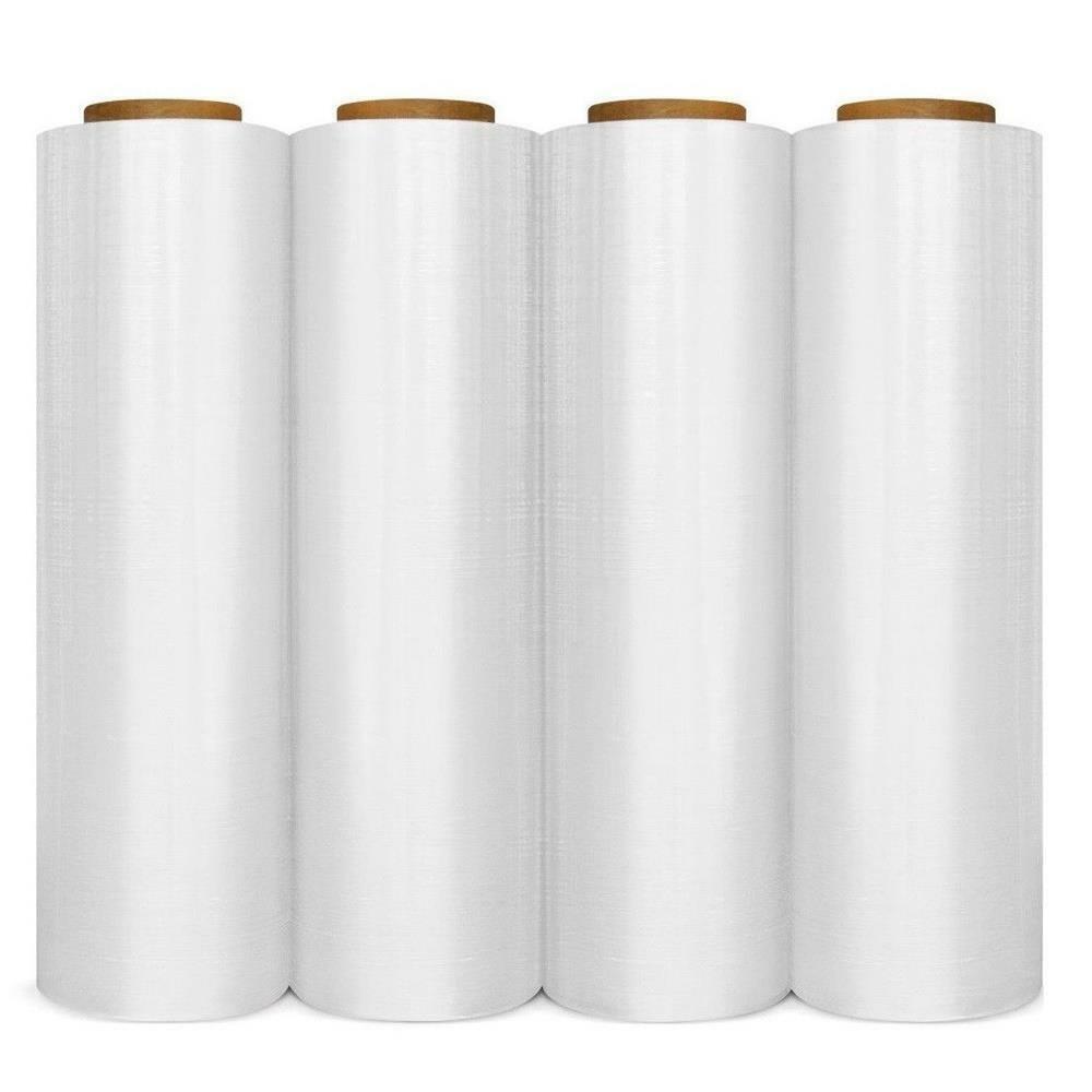 4 Rolls 18" X 1500 FT Hand Stretch Plastic Film Shrink Pallet Wrap 80 Gauge