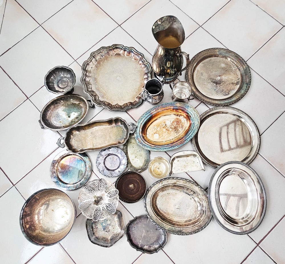 Silverplate Huge Lot 21 Pieces Misc Assorted Serving Pieces Vintage 16 lbs
