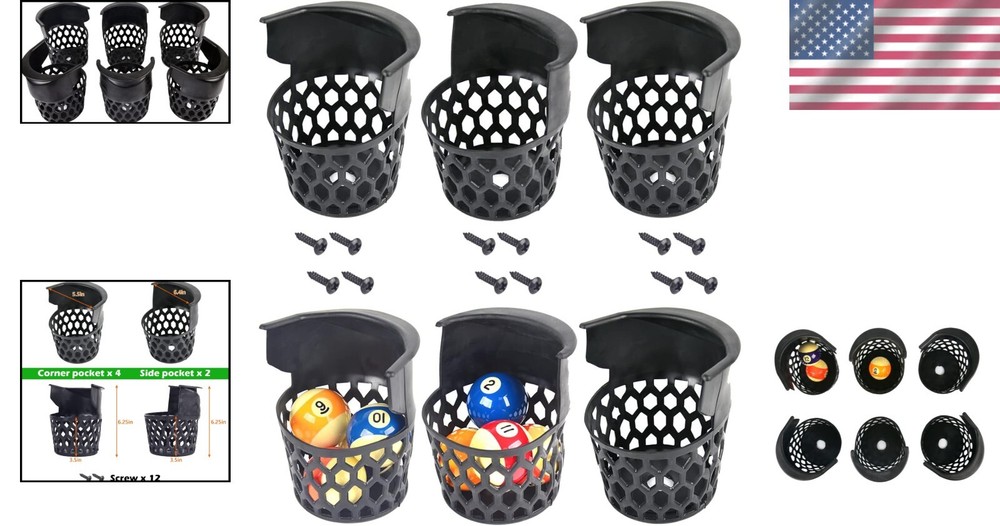 Comprehensive Replacement Set of Billiard Table Pockets - Strong Plastic Design
