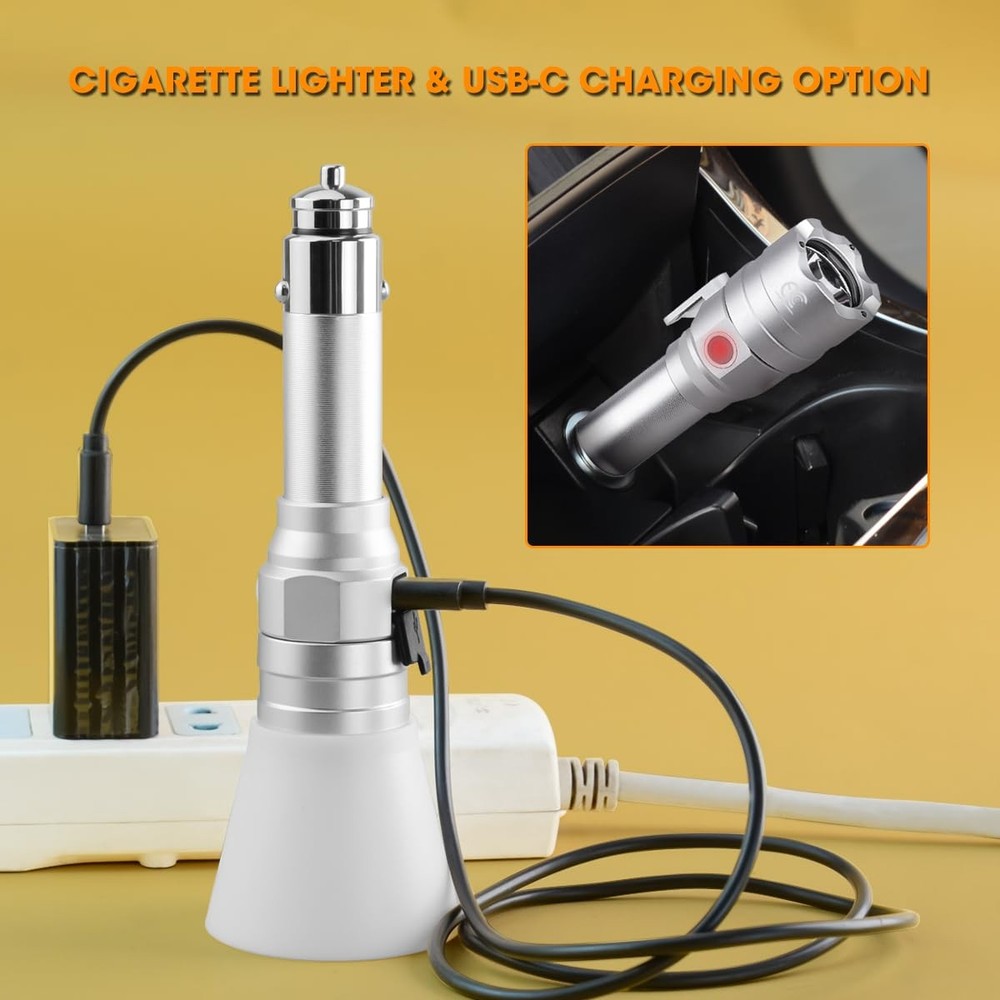 Small Flashlight Rechargeable with Diffuser 12 Volt Car Cigarette Lighter & U...