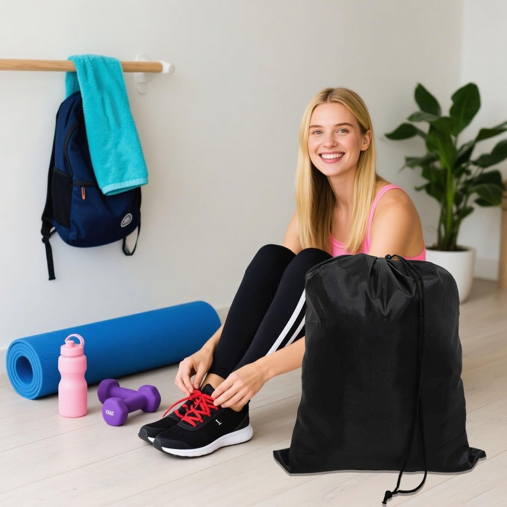 10-Pack Drawstring Bags with Toggle Closure - Lightweight & Durable Nylon Gym...