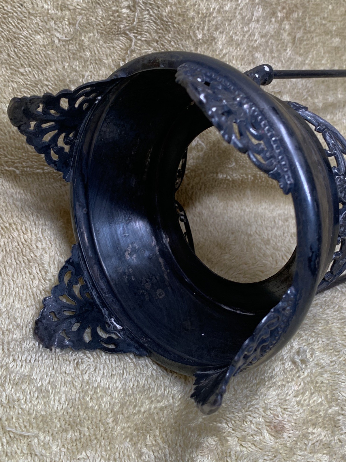 Antique Victorian Style Pickle Castor W/ Tongs Coin Dot Glass Cranberry Red