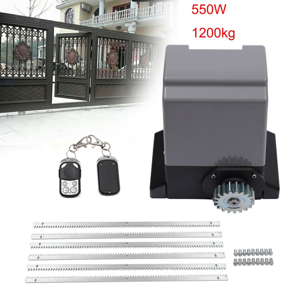 Automatic Sliding Gate Opener Rack Driven with 2 Remotes & Complete Kit 2700 lbs