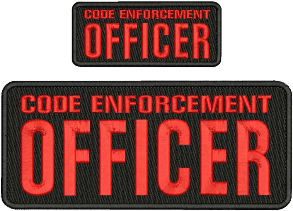 CODE ENFORCEMENT OFFICER 2 EMBROIDERY PATCHS 10X4 AND 5X2'' VELCR@ ON BACK