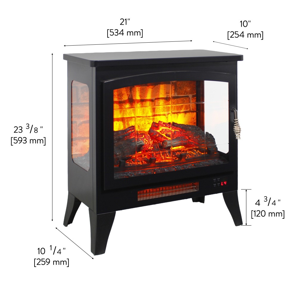 Three-Sided Open Electric Fireplace Heater with 3D Flame Effect