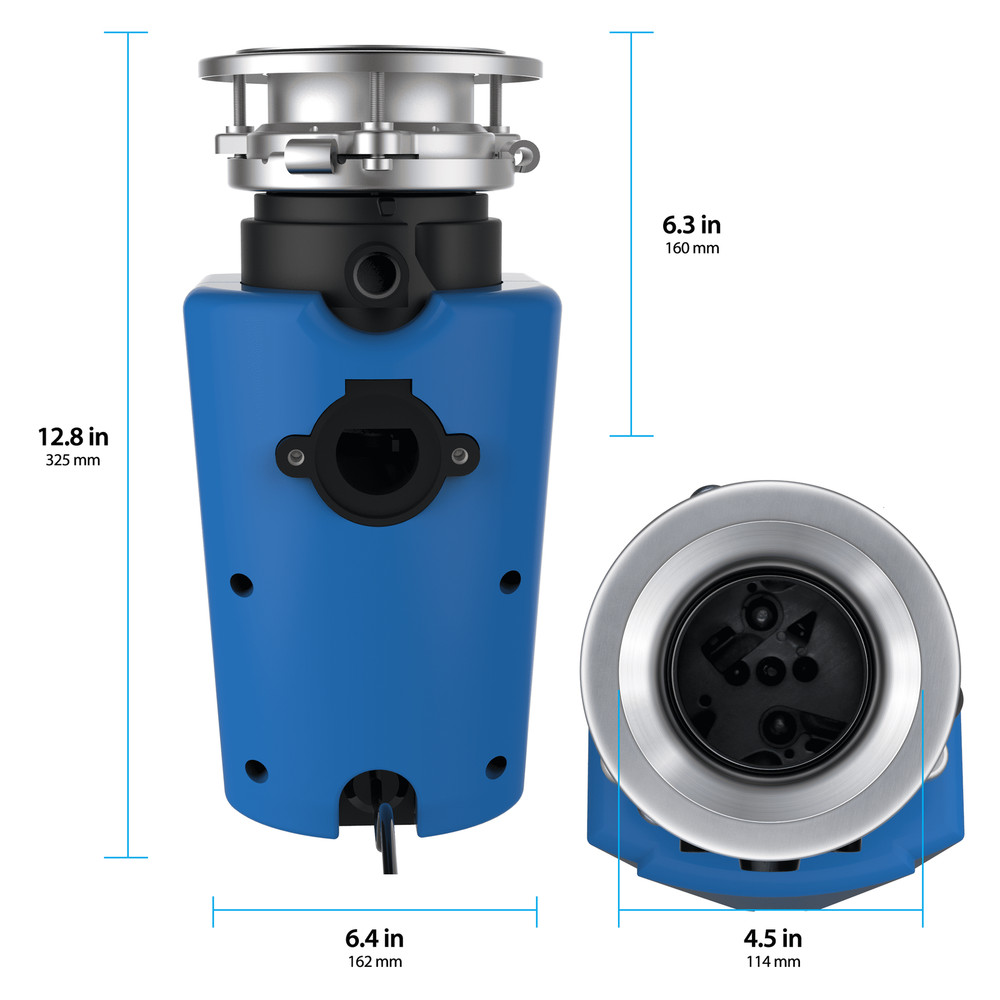 Continuous Feed 1/2 Garbage Disposal with Power Cord for Kitchen Sink