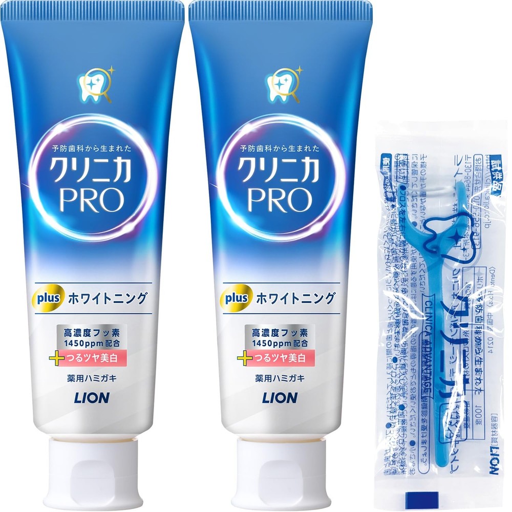 Clinica PRO Plus Whitening Toothpaste, Refresh Mint, 95g x 2 + Floss