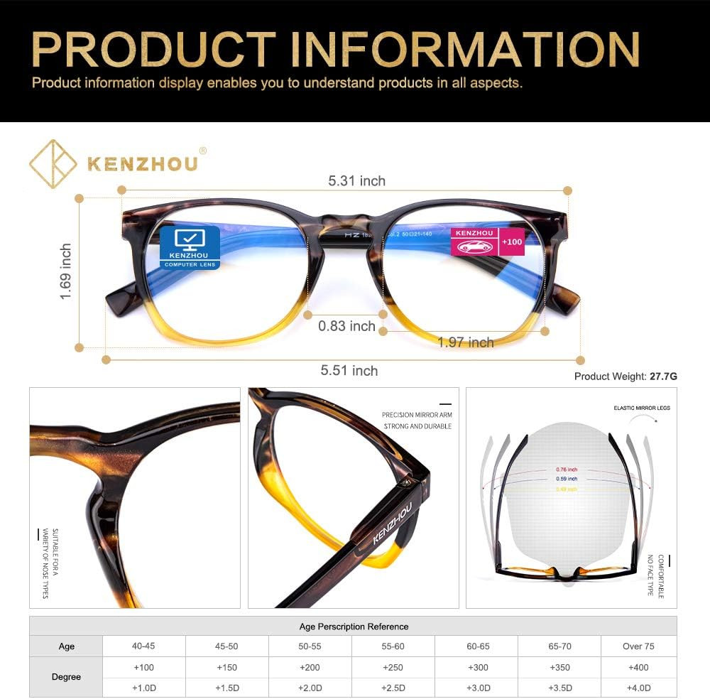 Computer Reading Glasses Blue Light Blocking Lightweight Glasses for Women 2 Pac
