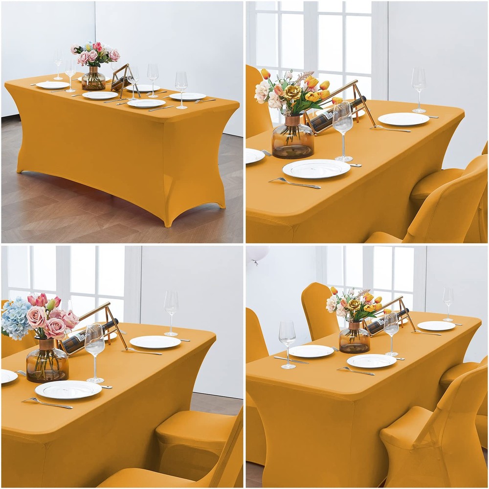 6FT Waterproof Stretch Spandex Table Cover for Rectangular Tables - Elastic F...