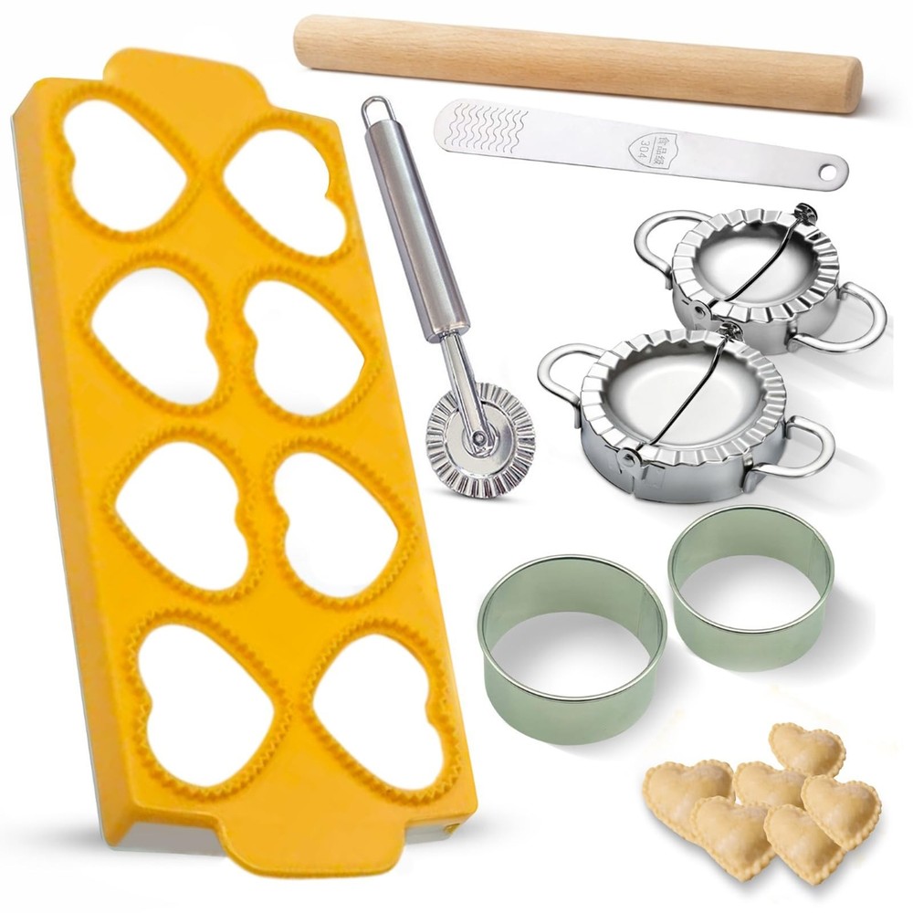 Ultimate Ravioli Maker Press & Dumpling Maker Kit - 10-Hole Ravioli Mold, Pas...