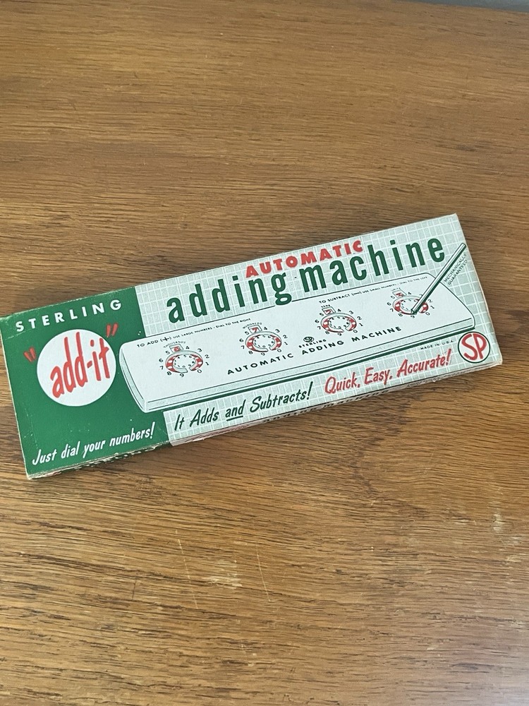 Vintage Sterling “Add-it” Automatic Adding Machine w/ Stylus & Original Box MCM
