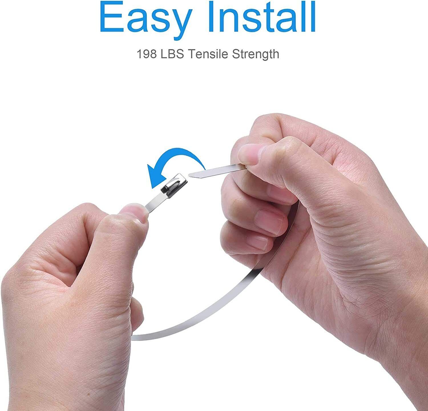 100PCS Metal Zip Ties Stainless Steel Heavy Duty Self-Locking Cable Ties Lock US