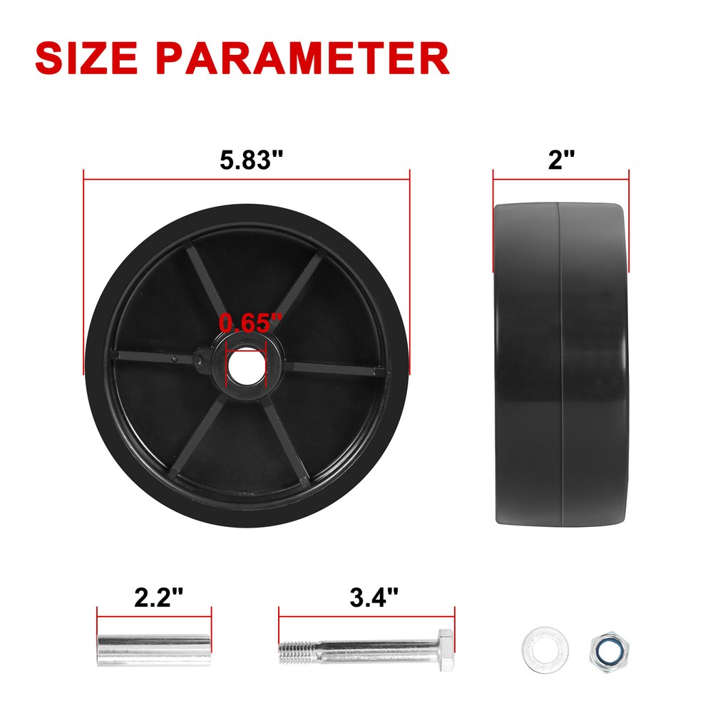 6-Inch Trailer Wheel Replacement Black Plastic Durable Marine Jack Caster
