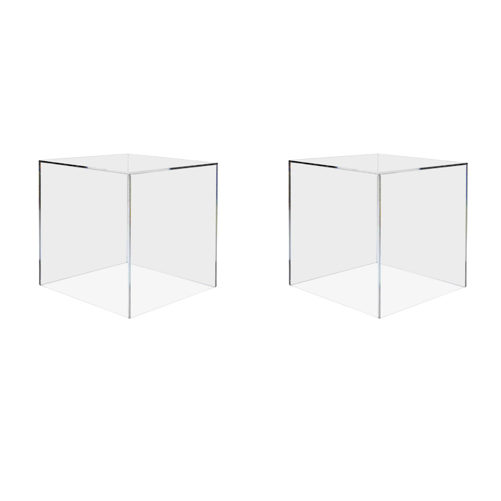 10" Clear Acrylic Display Box Square Merchandise Storage Bin or Riser Qty 2