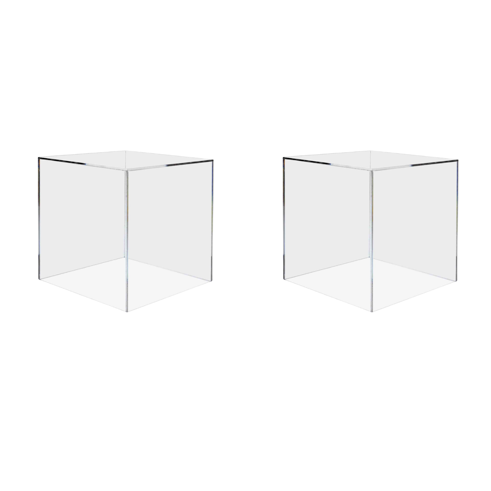 10" Clear Acrylic Display Box Square Merchandise Storage Bin or Riser Qty 2